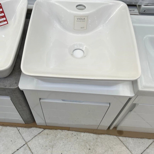 روشویی کابینتی pvc سفید سایز 40 با سنگ ویولا (پس کرایه)